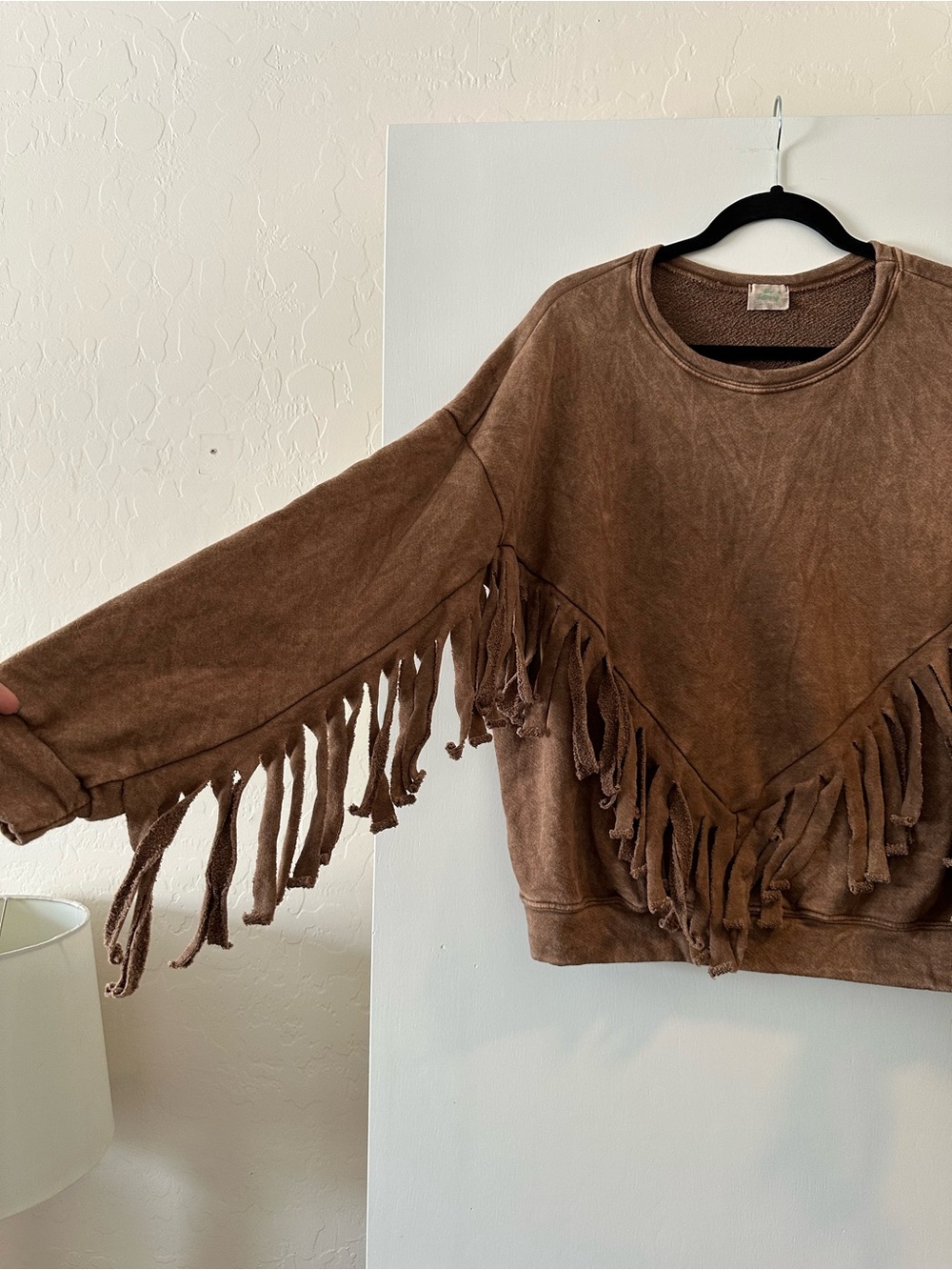 Fringe Pullover Sweatshirt - Brown - Picture 3 of 5